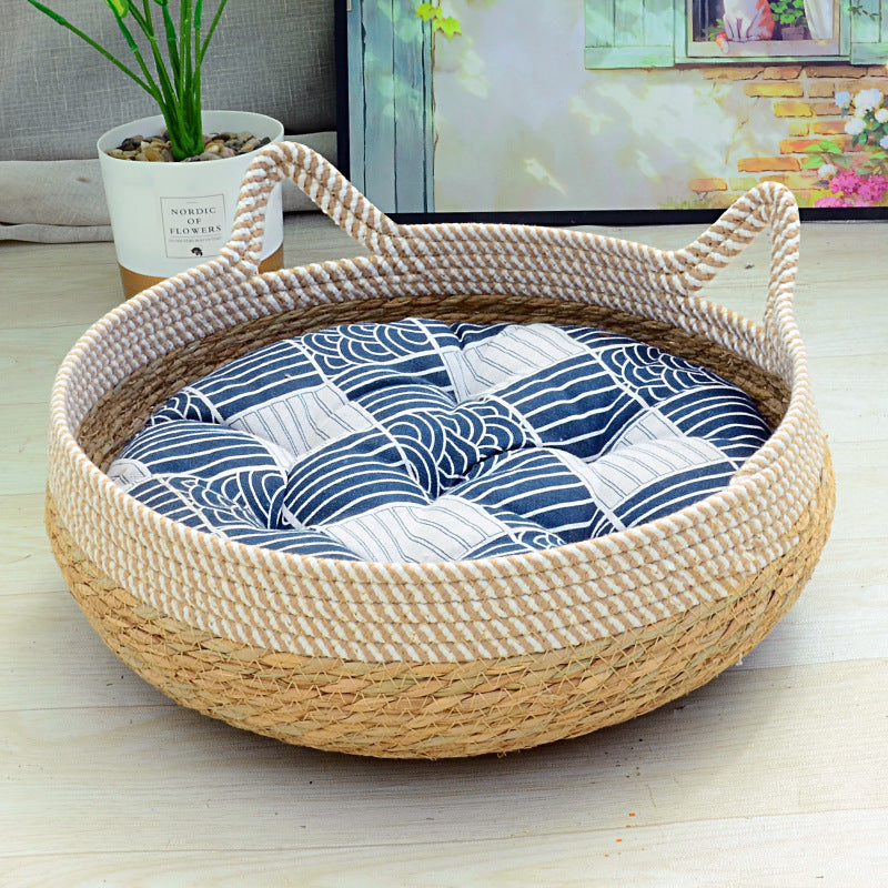 Woven Cat Bed with Cushion