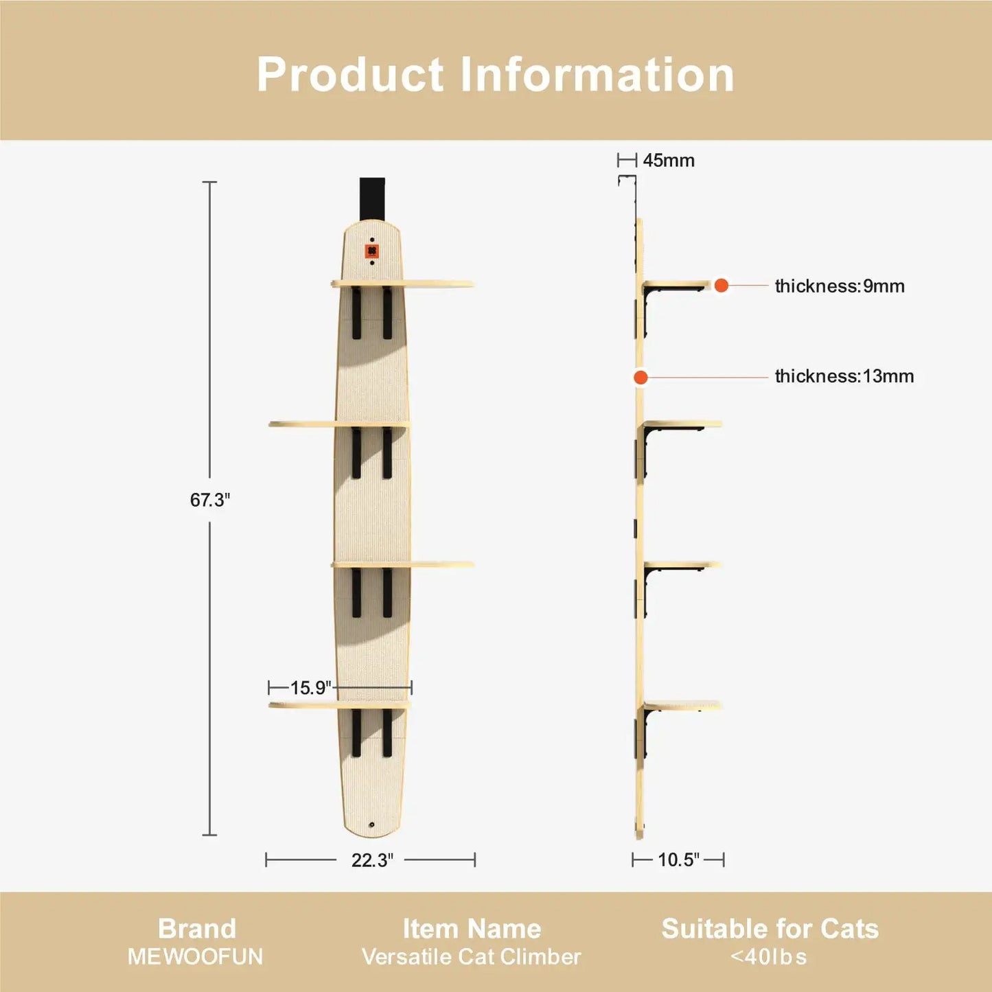 Mewoofun Compact Vertical Cat Climber