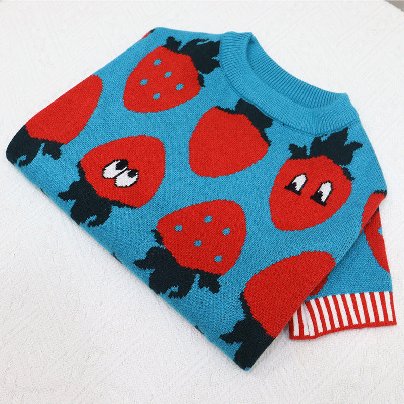 Blue Strawberry Wool Sweater